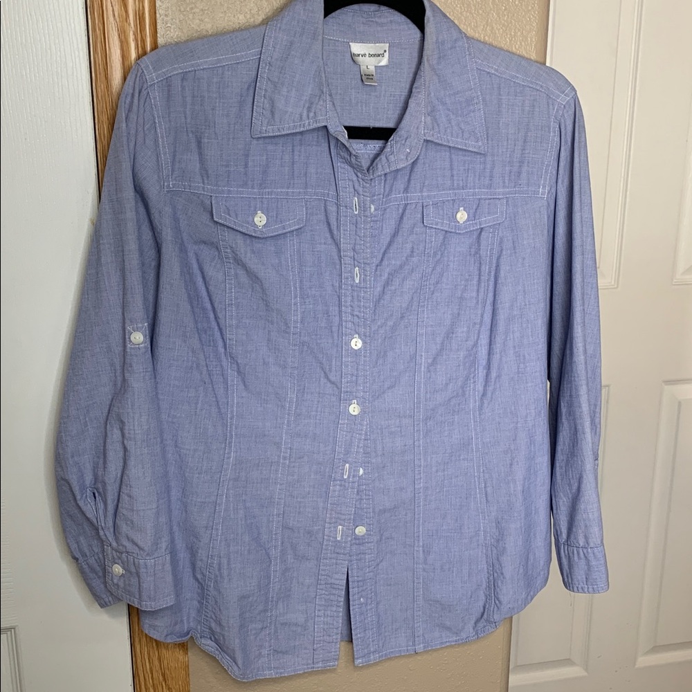 HARVE BENARD Light Blue Cotton Button Down Shirt - Picture 2 of 8